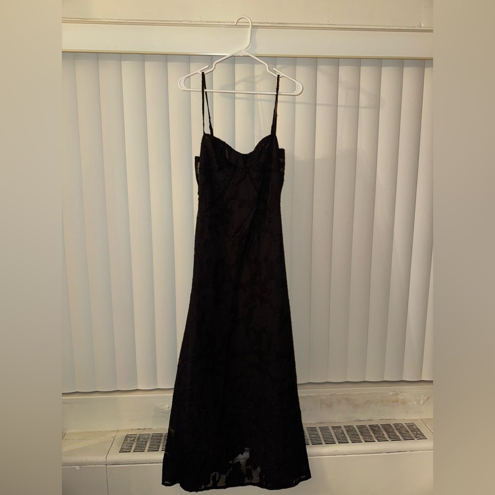 Black floral lace maxi dress size L
